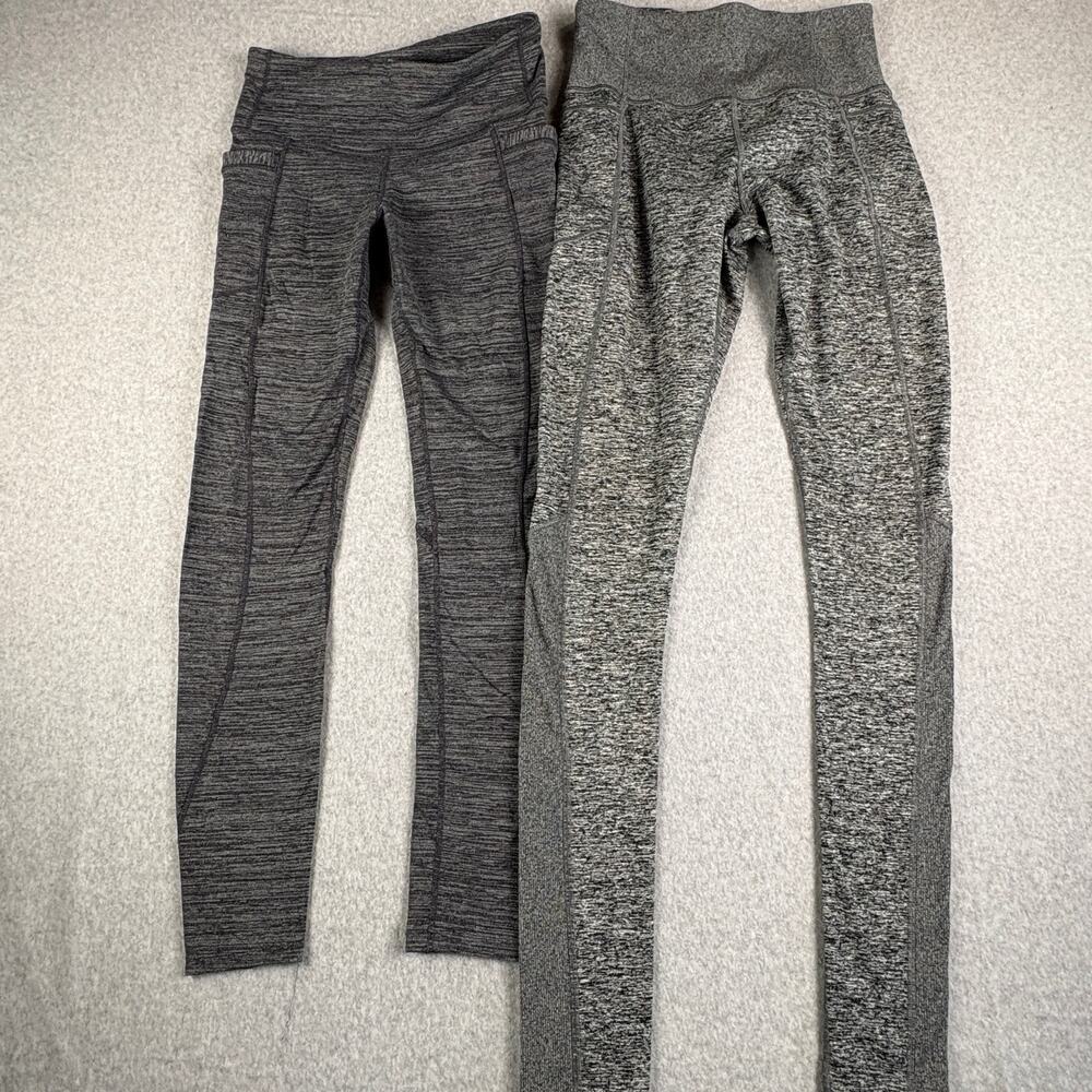 Two pair Athleta leggings small gray heather full length and cropped